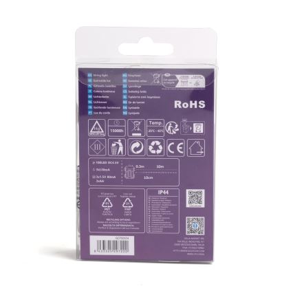 Aigostar -LED Utomhus  ljusslinga 100xLED/8 funktioner 3xAA 10,3m IP44 varmvit