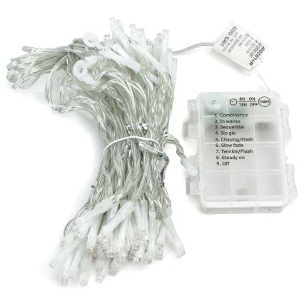 Aigostar - LED utomhusslinga för jul 192xLED/8 funktioner 3xAA 4,5x1,2m IP44 varmvit