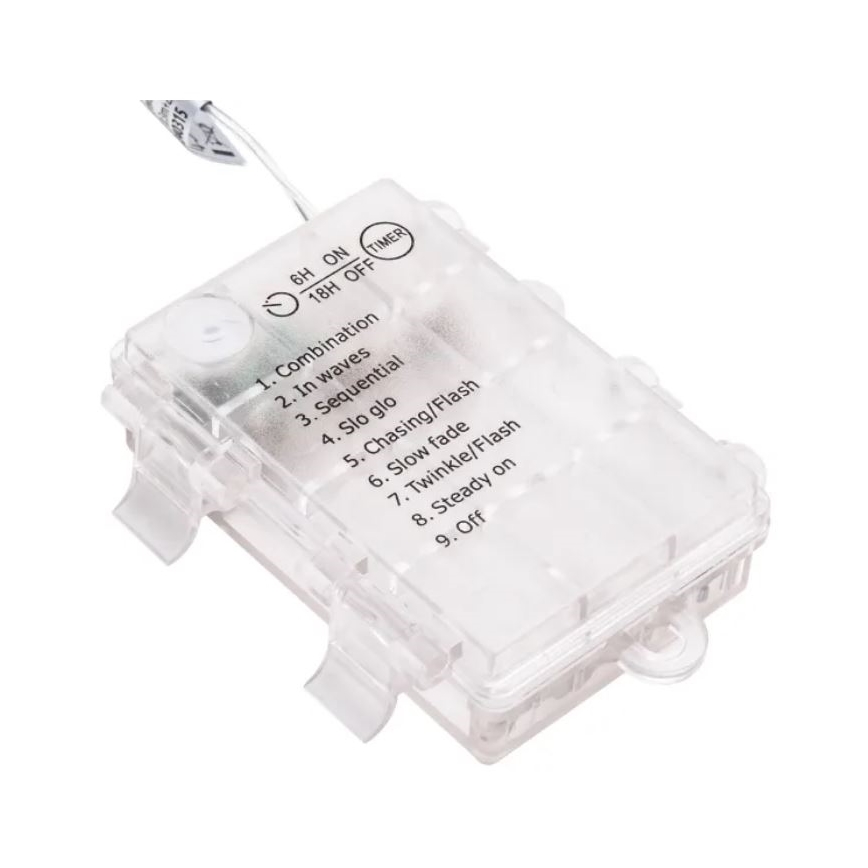 Aigostar-LED Utomhus  ljusslinga 25xLED/3xAA/8 funktioner 2,8 m IP44 varmvit