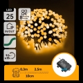 Aigostar - LED utomhus ljusslinga för jul, 25 LED, 8 ljuslägen, 3xAA, 2,8 m, IP44, varmvit