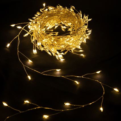 Aigostar - LED utomhus ljusslinga för jul 300xLED/8 funktioner 3xAA 9,3m IP44 varmvit