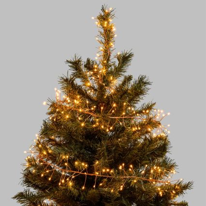 Aigostar - LED utomhus ljusslinga för jul 300xLED/8 funktioner 3xAA 9,3m IP44 varmvit