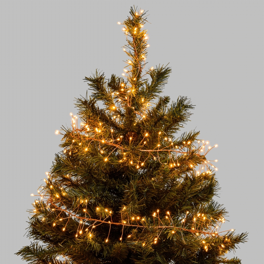 Aigostar - LED utomhus ljusslinga för jul 300xLED/8 funktioner 3xAA 9,3m IP44 varmvit