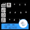 Aigostar - LED utomhus ljusslinga för julen 100xLED/8 funktioner 3xAA 10 m IP44 kallvit
