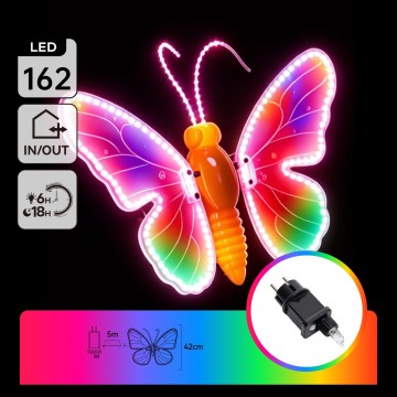Aigostar - LED utomhusdekoration 162xLED 42 cm IP44 fjäril/flerfärgad
