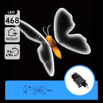 Aigostar - LED utomhusdekoration 468xLED/18W/230V 75 cm IP44 fjäril/kallvit