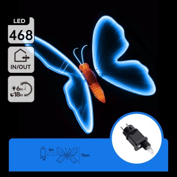 Aigostar - LED utomhusdekoration 468xLED 75 cm IP44 fjäril/blå