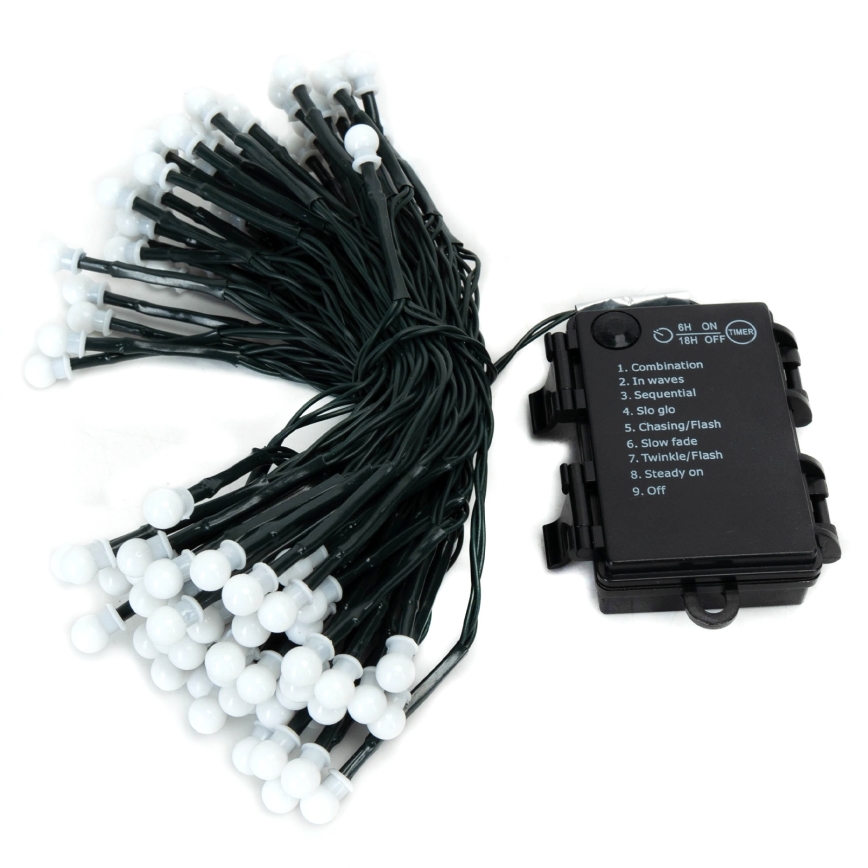 Aigostar - LED-utomhusslinga för jul, 100 LED / 8 funktioner, 3xAA, 10,3 m, IP44, varmvit