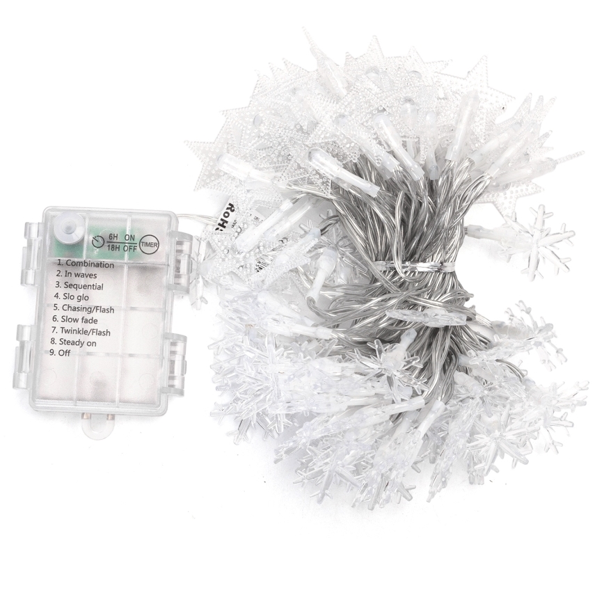 Aigostar - LED utomhusslinga 100 LED / 8 funktioner 3xAA 10 m IP44 kallvit