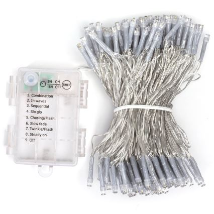 Aigostar - LED utomhusljusslinga 150 LED/8 funktioner 3xAA 15,3m IP44 flerfärgad