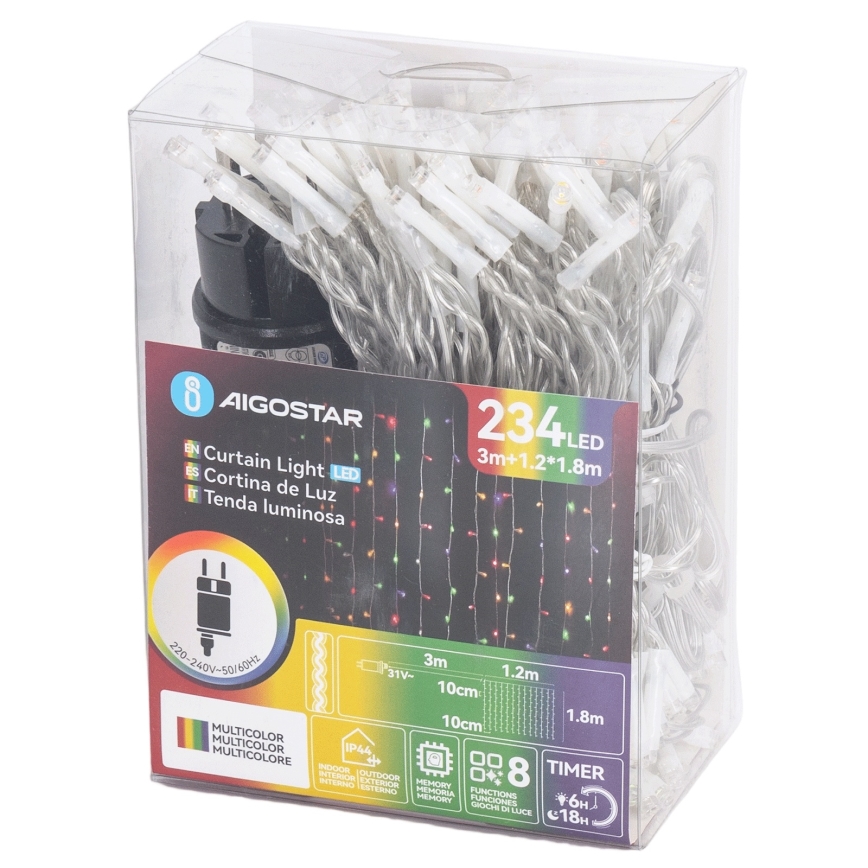 Aigostar - LED Utomhusljusslinga 234xLED/8 funktioner 1,2x1,8 m IP44 flerfärgad