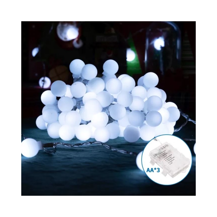 Aigostar - LED utomhusslinga 25xLED/3xAA/8 funktioner 2,8 m IP44 kallvit
