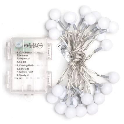 Aigostar - LED utomhusslinga 25xLED/3xAA/8 funktioner 2,8 m IP44 kallvit