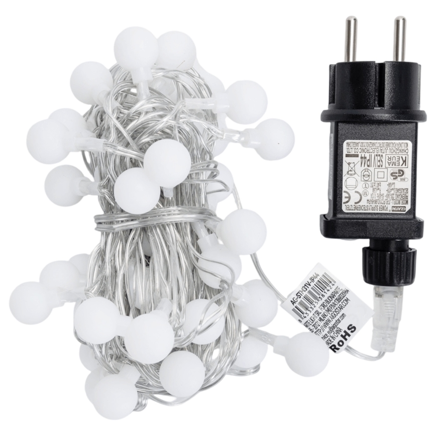 Aigostar - LED utomhus-dekorationsslinga, 50 LED / 8 funktioner, 5 m, IP44, varmvit