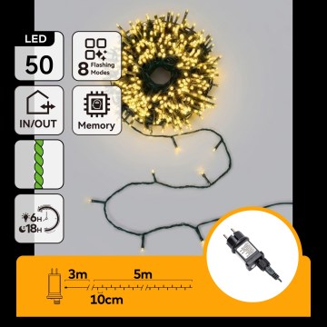 Aigostar - LED utomhusljusslinga 50xLED/8 funktioner 8m IP44 varmvit