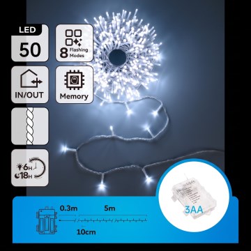 Aigostar - LED utomhusljusslinga för jul 150xLED/8 funktioner 3xAA 5,3 m IP44 blå