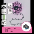 Aigostar - LED utomhusljusslinga för jul 200xLED/8 funktioner 3xAA 10,3m IP44 rosa
