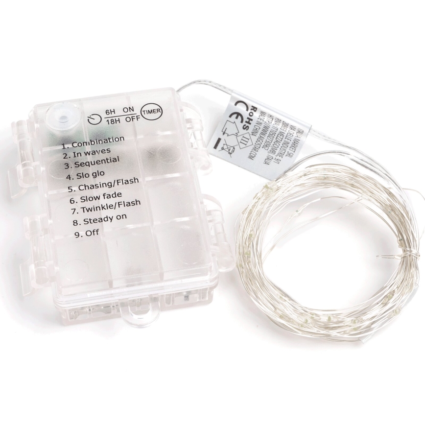 Aigostar - LED utomhusslinga 100xLED/8 funktioner/3xAA 10,3m IP44 kallvit