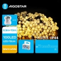 Aigostar - LED utomhusslinga 100xLED/3xAA/8 funktioner 10,3 m IP44 varmvit