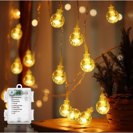 Aigostar - LED utomhus julljusslinga 100xLED/3xAA/8 funktioner 10,3 m IP44 varmvit