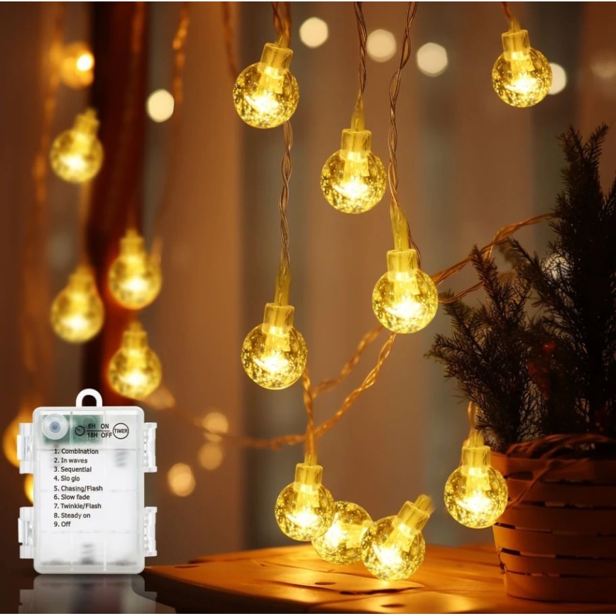 Aigostar - LED utomhus julljusslinga 100xLED/3xAA/8 funktioner 10,3 m IP44 varmvit
