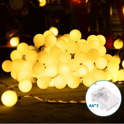 Aigostar - LED-utomhusslinga 100xLED/3xAA/8 funktioner 10,3 m IP44 varmvit