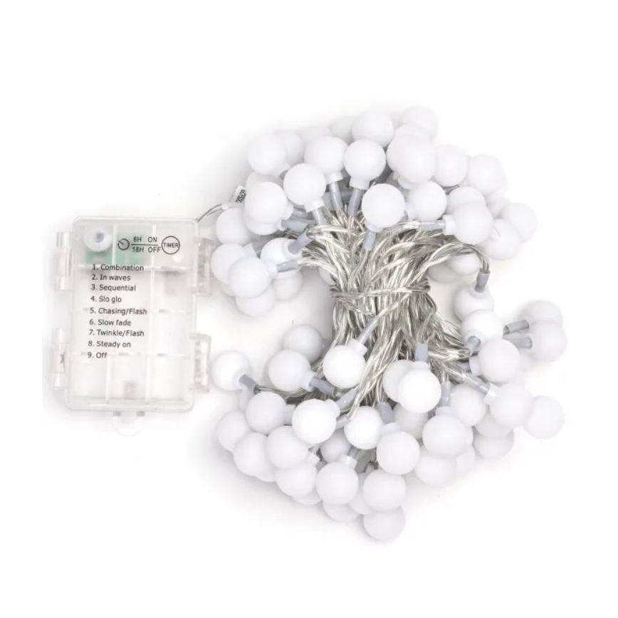 Aigostar - LED-utomhusslinga 100xLED/3xAA/8 funktioner 10,3 m IP44 varmvit