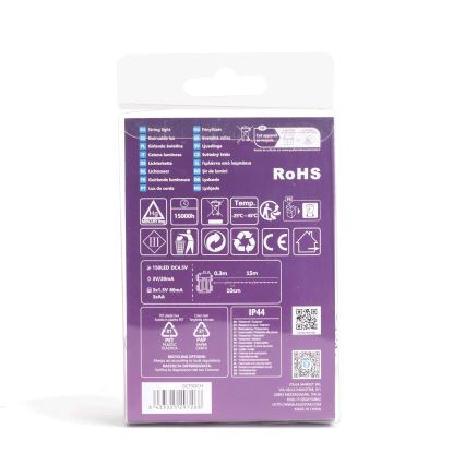 Aigostar - LED-utomhusslinga 150xLED/8 lägen/3xAA 15,3 m IP44 kallvit