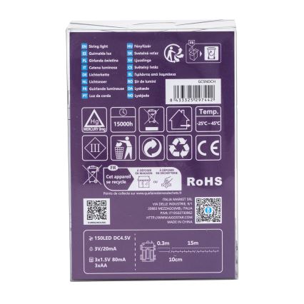 Aigostar - LED utomhusslinga 150 LED/8 funktioner 15,3 m IP44 kallvit