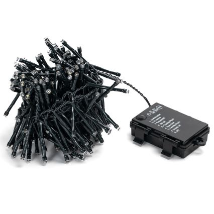 Aigostar - LED utomhusslinga för jul 200xLED/8 funktioner 3xAA 5,3 m IP44 kallvit