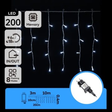 Aigostar - LED utomhusslinga 200xLED/3,6W/230V/8 funktioner 10x0,4m IP44 kallvit