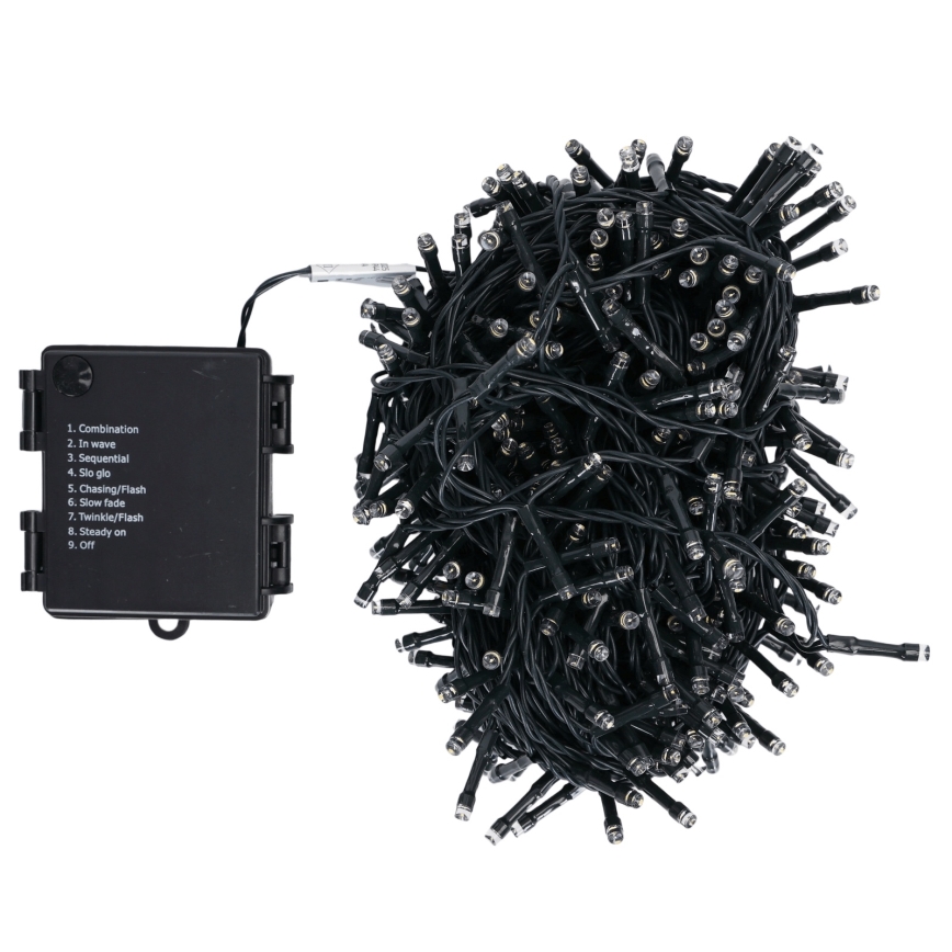 Aigostar - LED utomhusslinga 500 LED/8 funktioner 4xAA 25,3 m IP44 varmvit