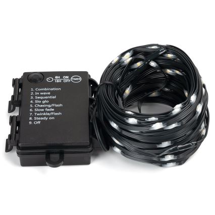 Aigostar - LED utomhusslinga 50xLED/8 funktioner 3xAA 5,3m IP44 varmvit