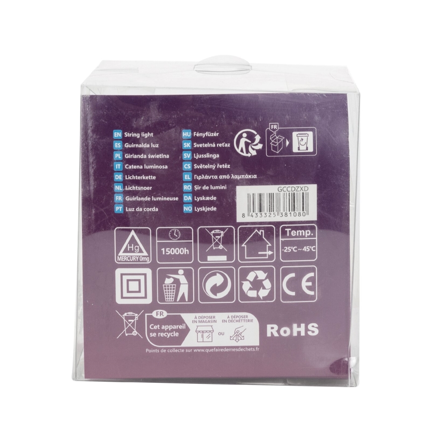 Aigostar - LED utomhusslinga 50xLED/8 funktioner 8m IP44 varmvit