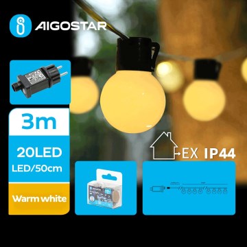 Aigostar - LED utomhusslinga för dekoration 20×LED/13 m IP44 varmvit