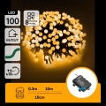 Aigostar - LED-utomhusslinga för jul, 100 LED / 8 funktioner, 3xAA, 10,3 m, IP44, varmvit