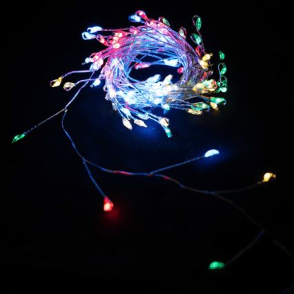 Aigostar - LED utomhusslinga för jul, 100 LED / 8 funktioner, 3xAA, 3,3 m, IP44, flerfärgad