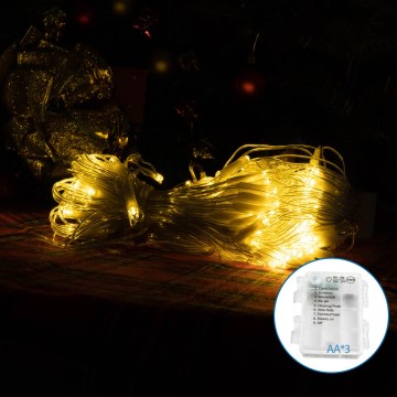 Aigostar - LED utomhusslinga för jul 100xLED/8 funktioner 3xAA 8x0,6 m IP44 varmvit