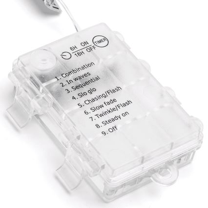 Aigostar - LED utomhusslinga för jul, 200 LED/8 funktioner, 3xAA, 5x2 m, IP44, varmvit