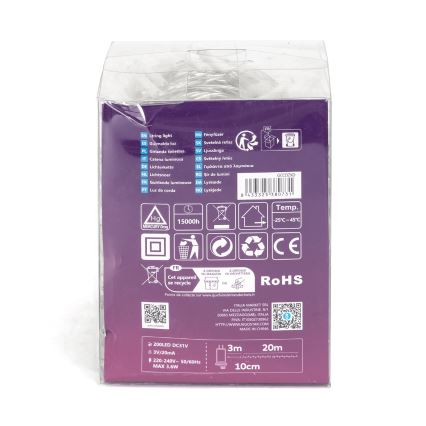 Aigostar - LED utomhusslinga för jul 200xLED/8 funktioner 23m IP44 varmvit