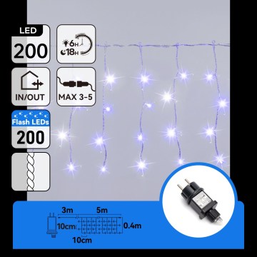 Aigostar - LED utomhusslinga för jul 200xLED 8x0,4m IP44 blå