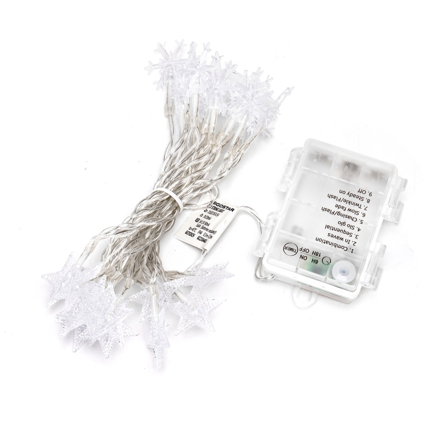 Aigostar - LED-utomhusslinga, 25xLED/8 ljuslägen, 3xAA, 2,5 m, IP44, kallvit