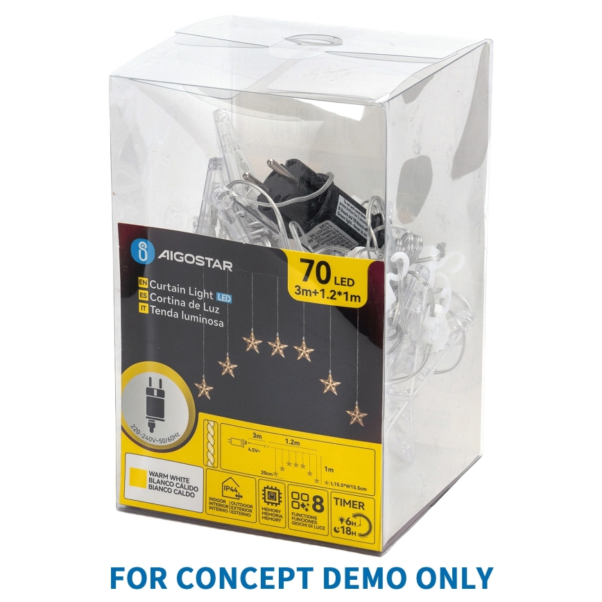 Aigostar - LED utomhusslinga för jul 25 LED/8 ljusprogram 3xAA 2,8m IP44 kallvit