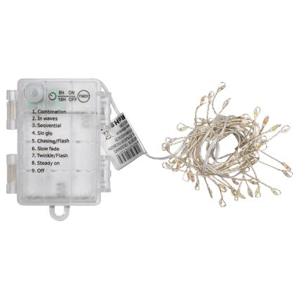 Aigostar - LED utomhusslinga för jul 50xLED/8 funktioner 3xAA 1,8m IP44 flerfärgad