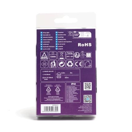 Aigostar - LED utomhusslinga för jul 50xLED/8 funktioner 3xAA 5,3m IP44 varmvit
