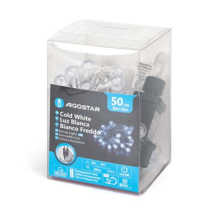 Aigostar - LED utomhusslinga för jul 50xLED/8 funktioner 8m IP44 kallvit