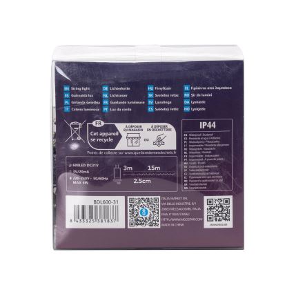 Aigostar - LED utomhusslinga för jul 600 LED/8 funktioner 18 m IP44 varmvit