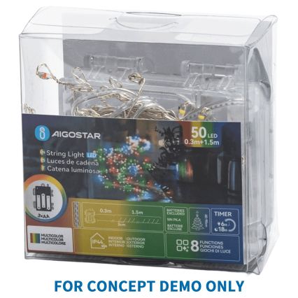 Aigostar - LED utomhusslinga för jul 72xLED/8 funktioner 3xAA 1,2 m IP44 varmvit