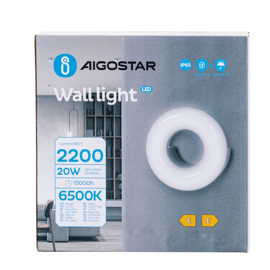 Aigostar - LED vägglampa för utomhusbruk LED/20W/230V 6500K IP65 svart