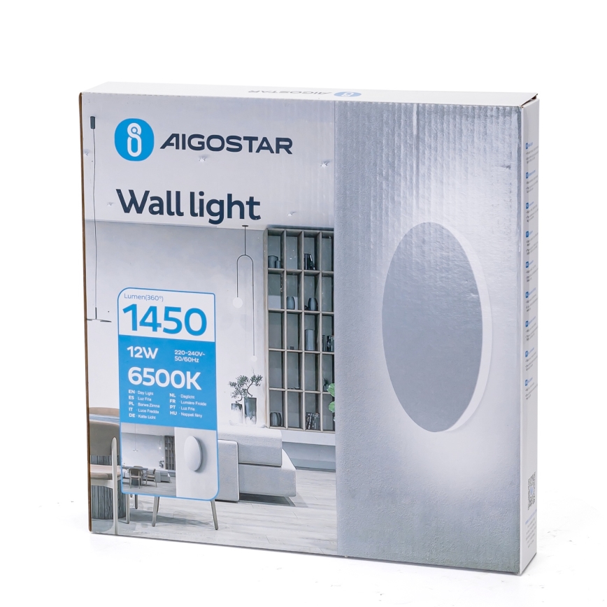 Aigostar - LED vägglampa LED/12W/230V 6500K 25 cm vit